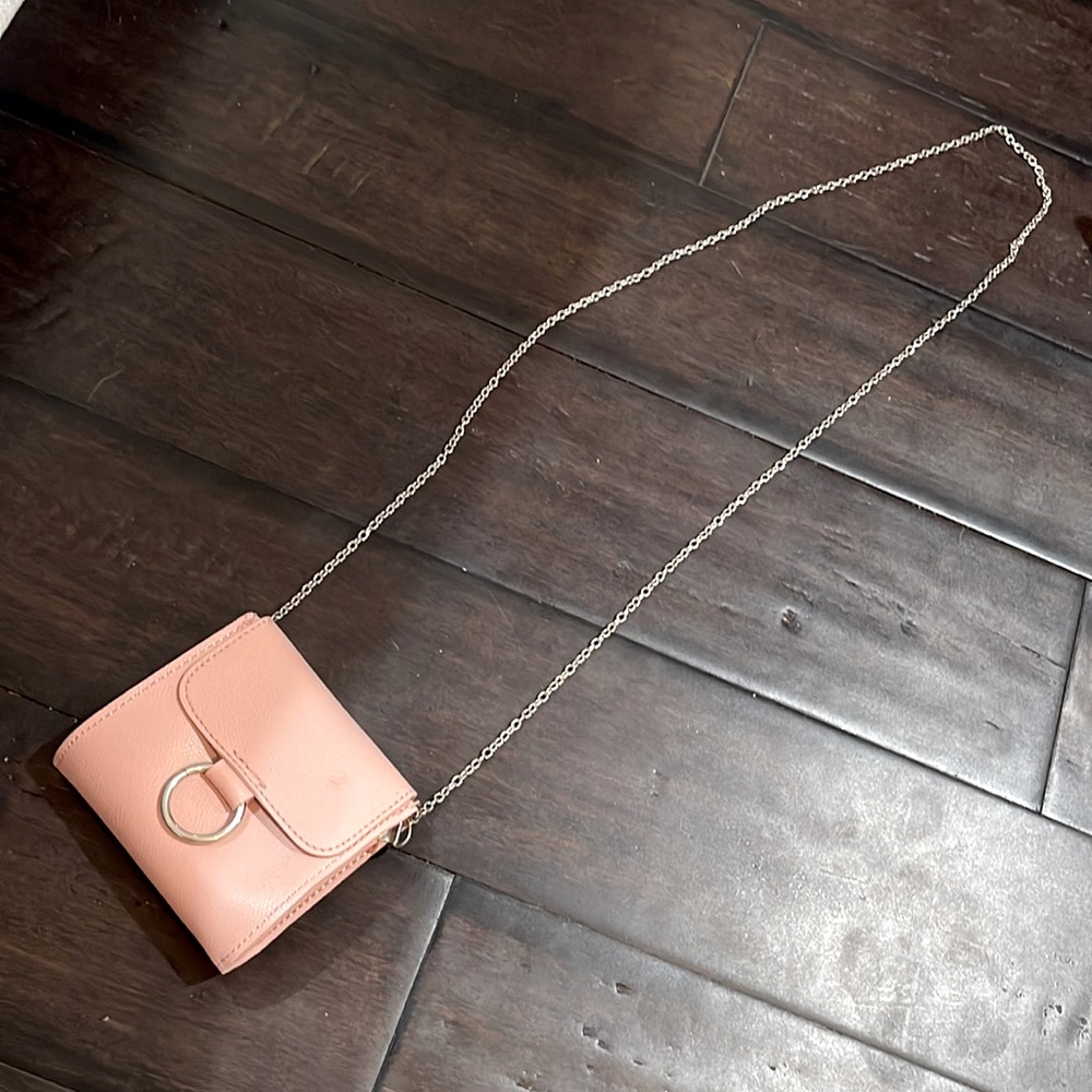 Baby Pink Mini Purse With Silver Chain And Clasp